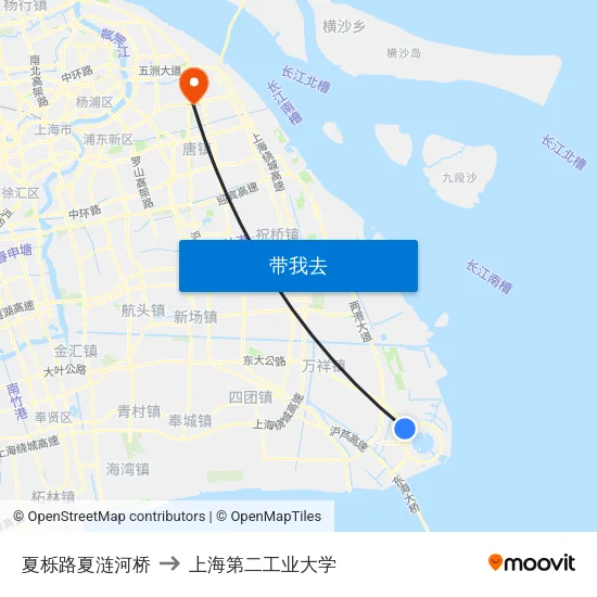夏栎路夏涟河桥 to 上海第二工业大学 map