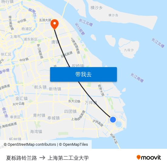 夏栎路铃兰路 to 上海第二工业大学 map