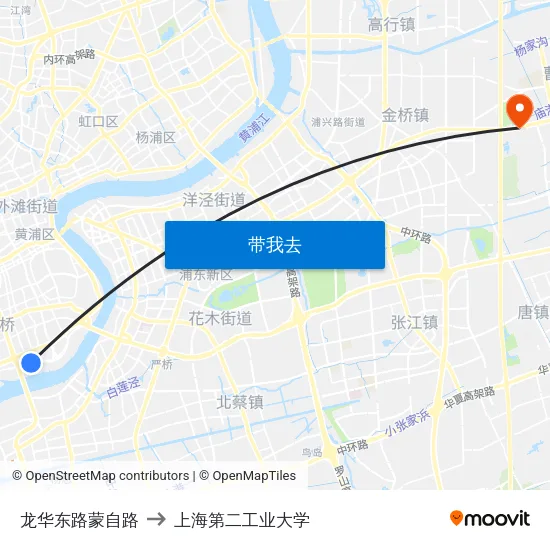 龙华东路蒙自路 to 上海第二工业大学 map