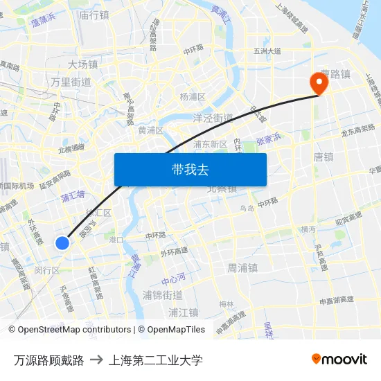 万源路顾戴路 to 上海第二工业大学 map
