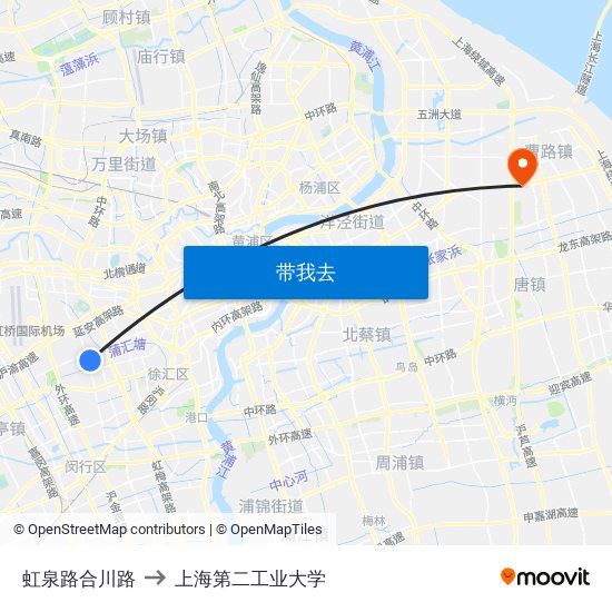 虹泉路合川路 to 上海第二工业大学 map