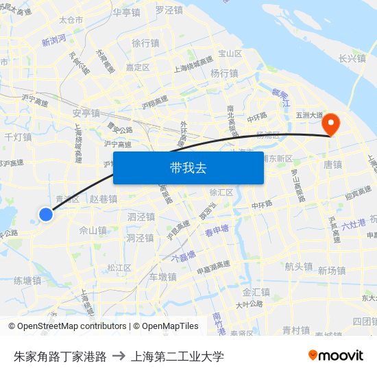 朱家角路丁家港路 to 上海第二工业大学 map