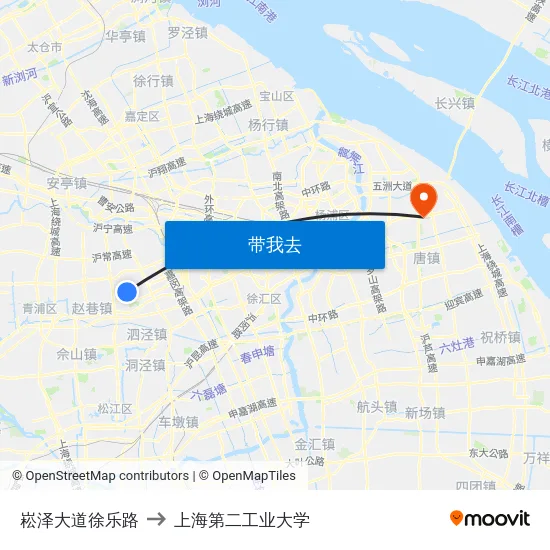 崧泽大道徐乐路 to 上海第二工业大学 map