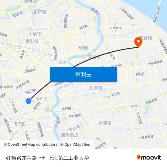 虹梅路东兰路 to 上海第二工业大学 map