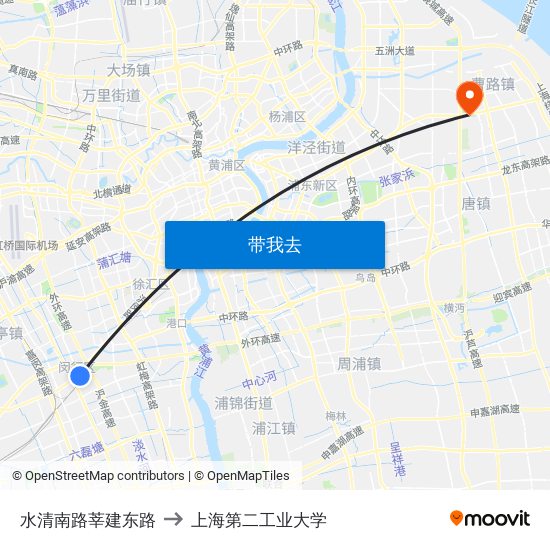 水清南路莘建东路 to 上海第二工业大学 map