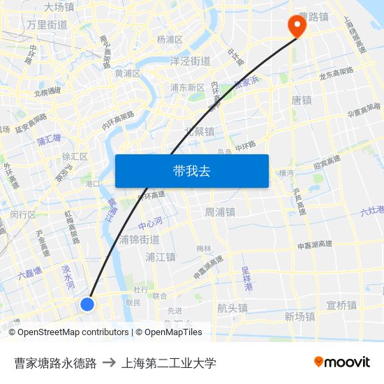 曹家塘路永德路 to 上海第二工业大学 map