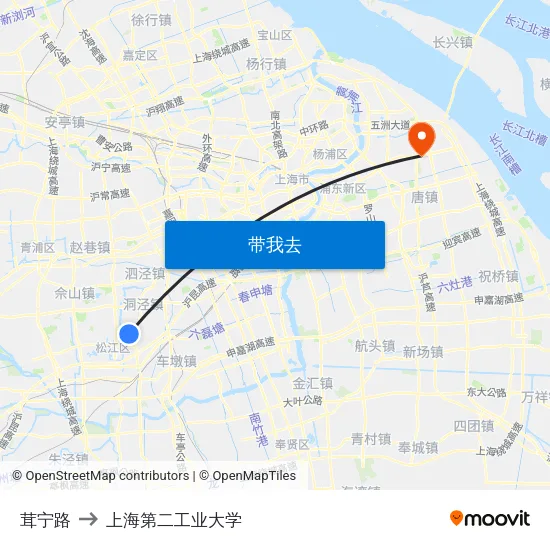 茸宁路 to 上海第二工业大学 map