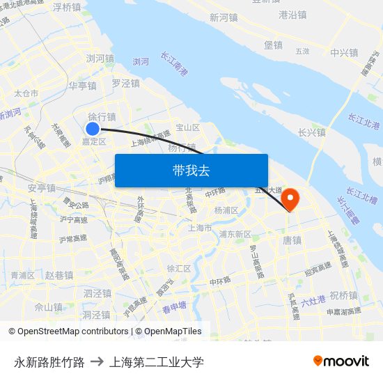 永新路胜竹路 to 上海第二工业大学 map