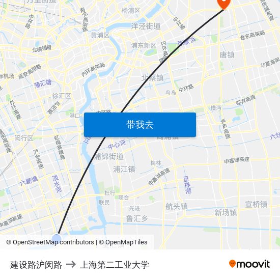 建设路沪闵路 to 上海第二工业大学 map