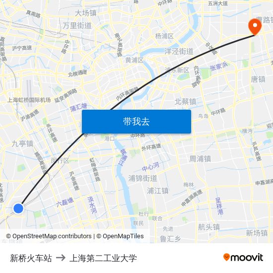 新桥火车站 to 上海第二工业大学 map
