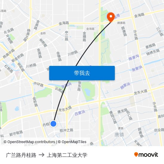 广兰路丹桂路 to 上海第二工业大学 map