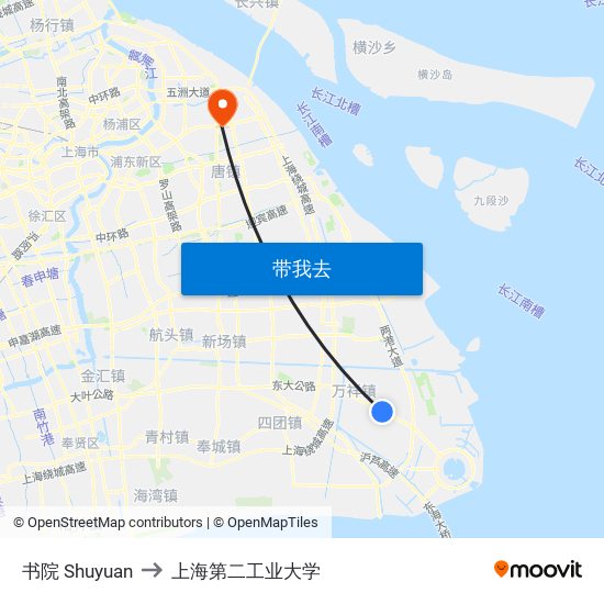 书院 Shuyuan to 上海第二工业大学 map