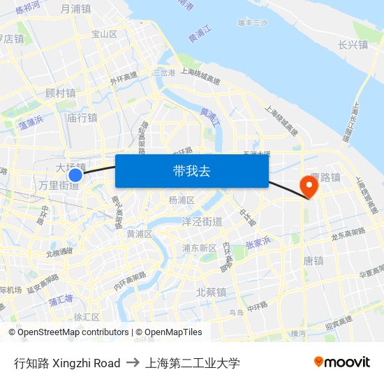 行知路 Xingzhi Road to 上海第二工业大学 map