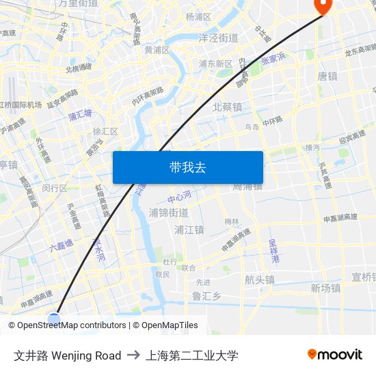 文井路 Wenjing Road to 上海第二工业大学 map