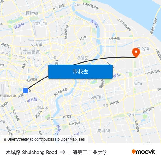 水城路 Shuicheng Road to 上海第二工业大学 map