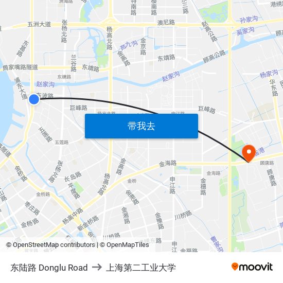 东陆路 Donglu Road to 上海第二工业大学 map