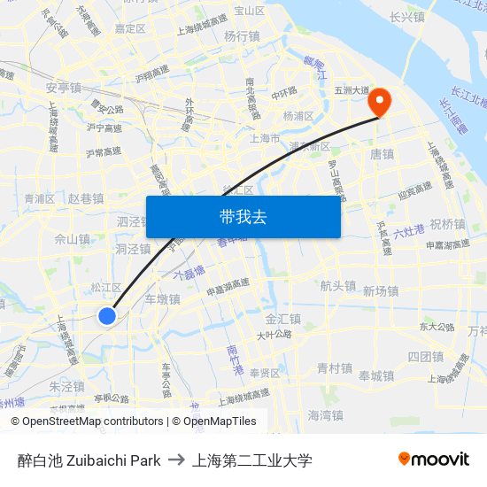 醉白池 Zuibaichi Park to 上海第二工业大学 map