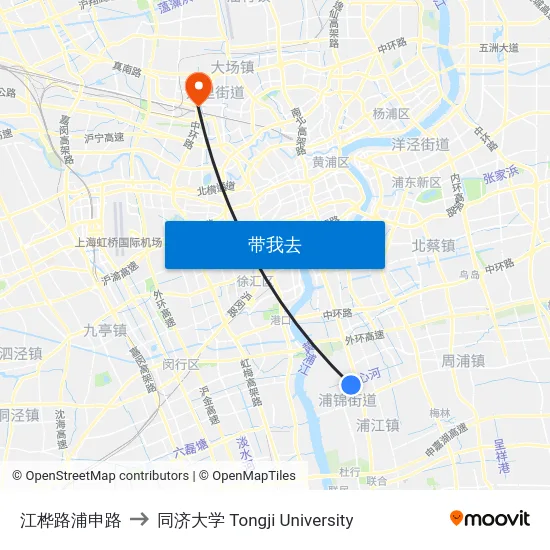 江桦路浦申路 to 同济大学 Tongji University map