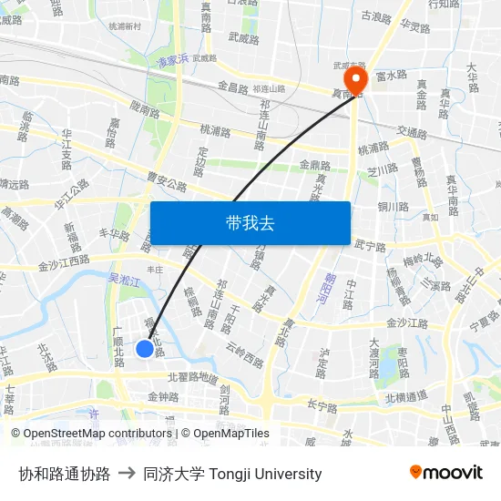 协和路通协路 to 同济大学 Tongji University map
