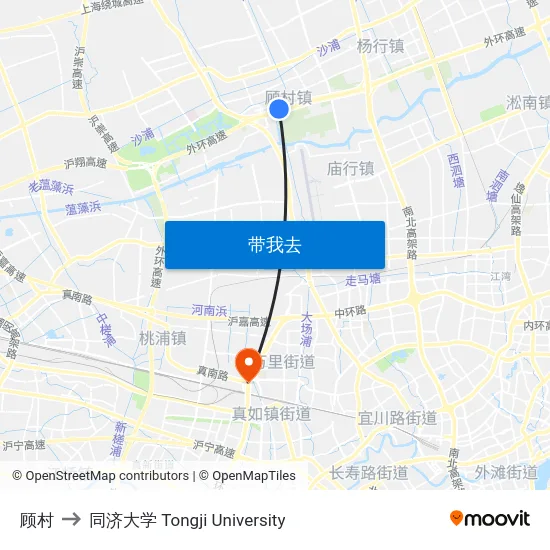 顾村 to 同济大学 Tongji University map