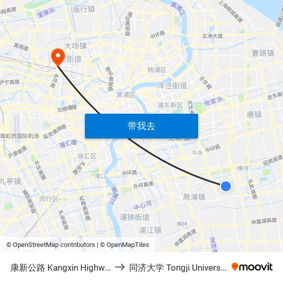 康新公路 Kangxin Highway to 同济大学 Tongji University map