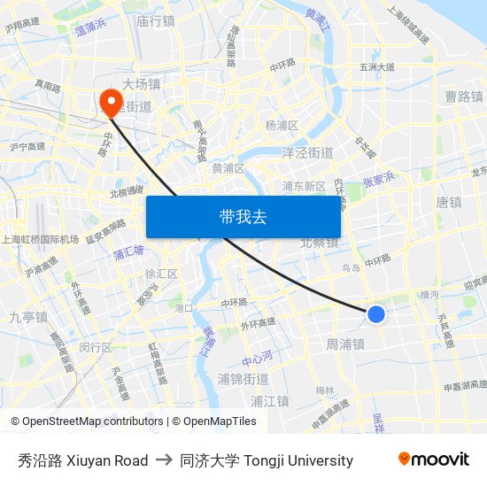 秀沿路 Xiuyan Road to 同济大学 Tongji University map
