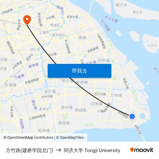 方竹路(建桥学院北门) to 同济大学 Tongji University map