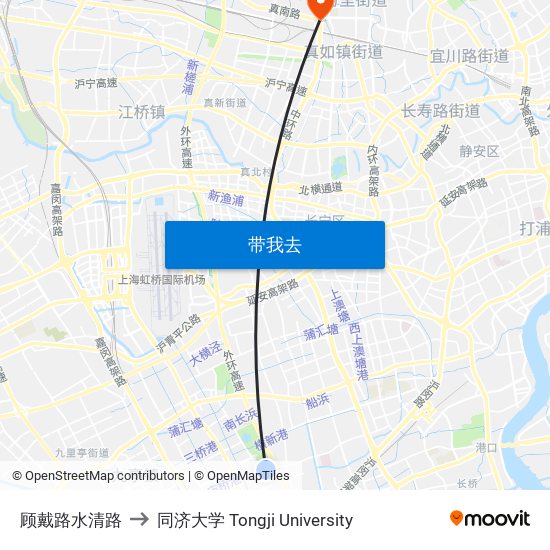 顾戴路水清路 to 同济大学 Tongji University map
