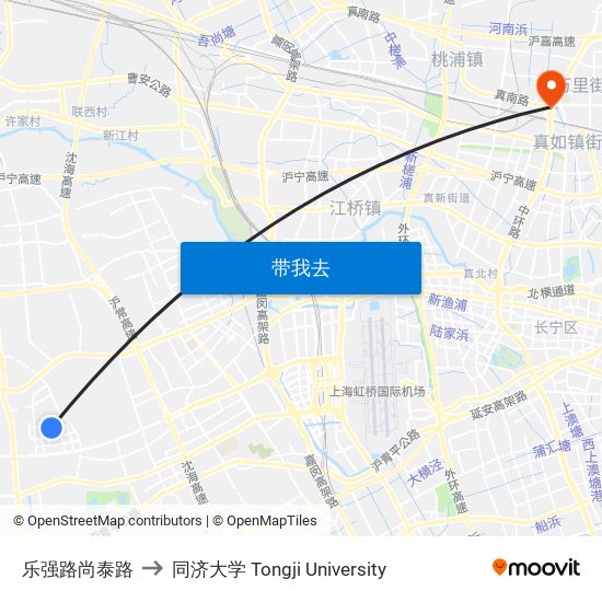 乐强路尚泰路 to 同济大学 Tongji University map