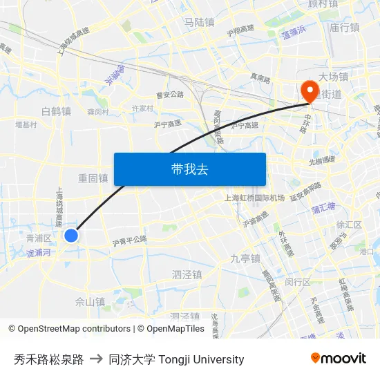 秀禾路崧泉路 to 同济大学 Tongji University map