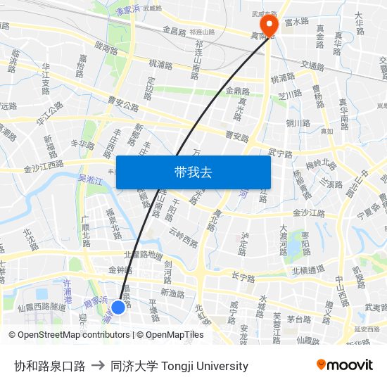 协和路泉口路 to 同济大学 Tongji University map