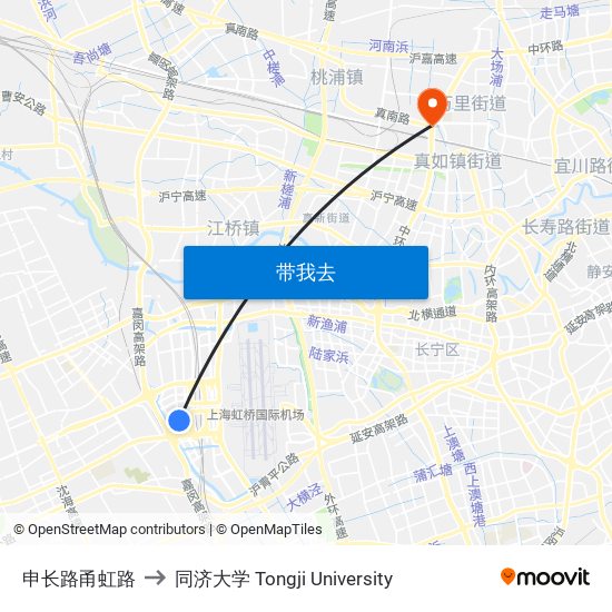 申长路甬虹路 to 同济大学 Tongji University map