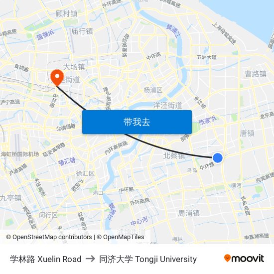 学林路 Xuelin Road to 同济大学 Tongji University map