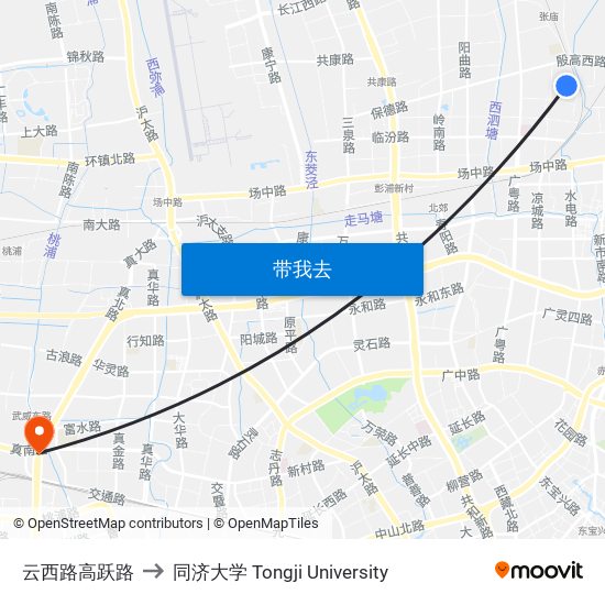 云西路高跃路 to 同济大学 Tongji University map