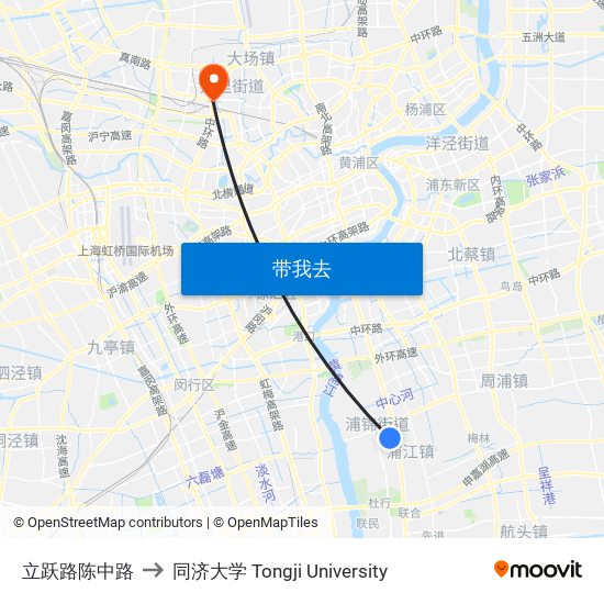 立跃路陈中路 to 同济大学 Tongji University map