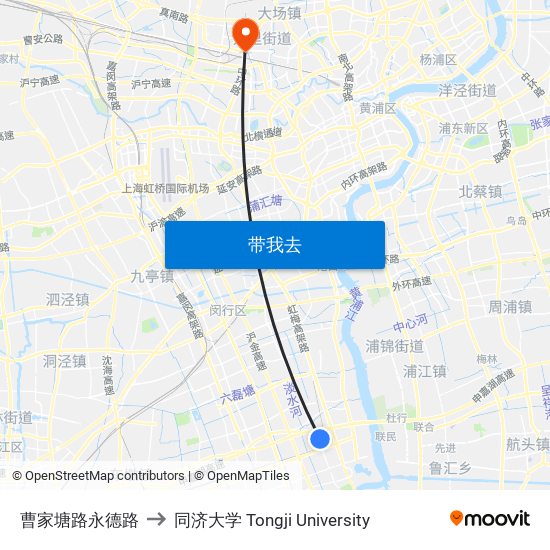 曹家塘路永德路 to 同济大学 Tongji University map