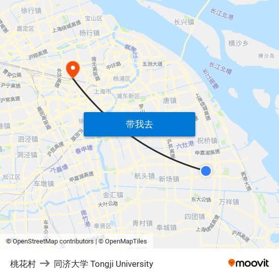 桃花村 to 同济大学 Tongji University map