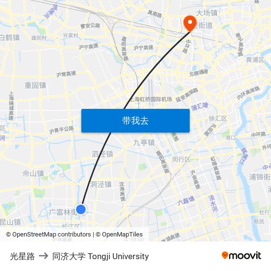 光星路 to 同济大学 Tongji University map