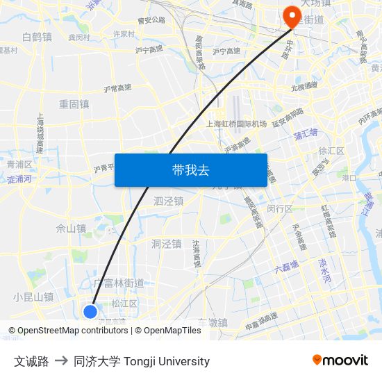 文诚路 to 同济大学 Tongji University map
