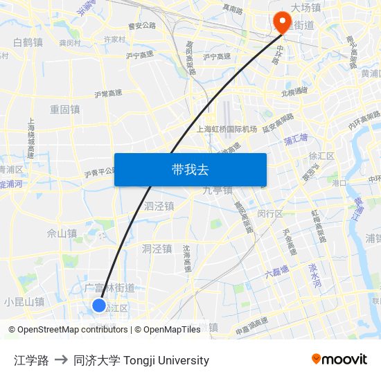 江学路 to 同济大学 Tongji University map