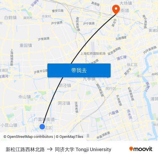 新松江路西林北路 to 同济大学 Tongji University map