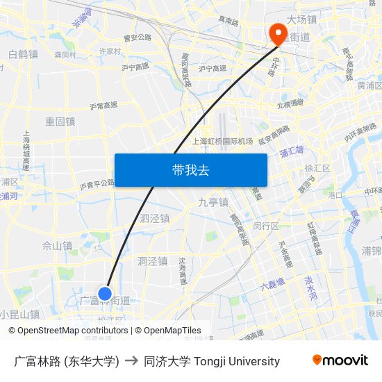 广富林路 (东华大学) to 同济大学 Tongji University map