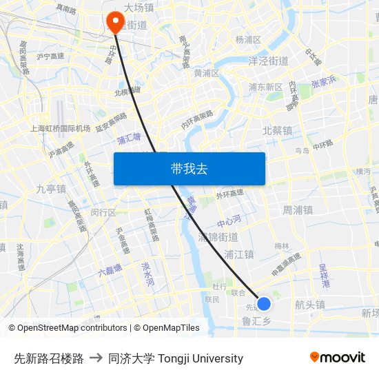 先新路召楼路 to 同济大学 Tongji University map