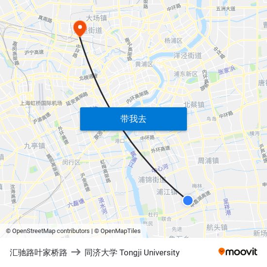 汇驰路叶家桥路 to 同济大学 Tongji University map