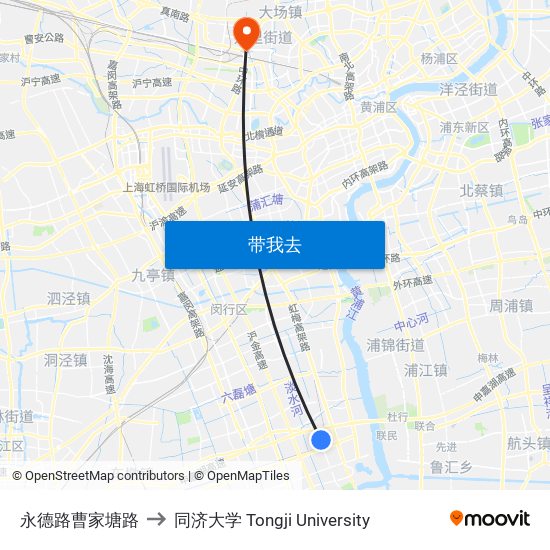 永德路曹家塘路 to 同济大学 Tongji University map