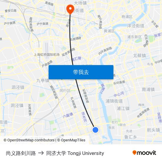 尚义路剑川路 to 同济大学 Tongji University map