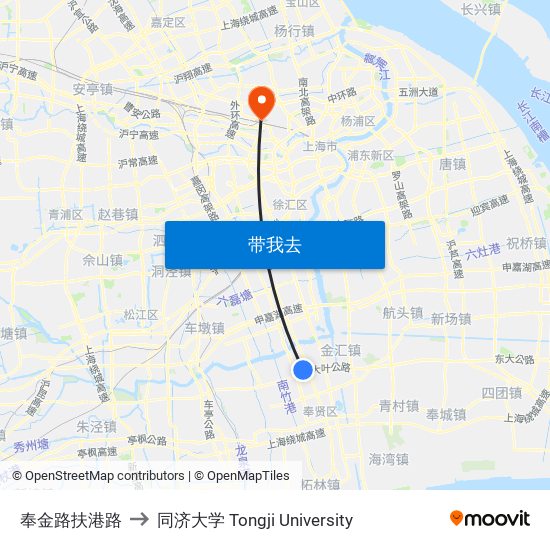 奉金路扶港路 to 同济大学 Tongji University map