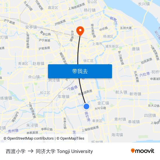 西渡小学 to 同济大学 Tongji University map