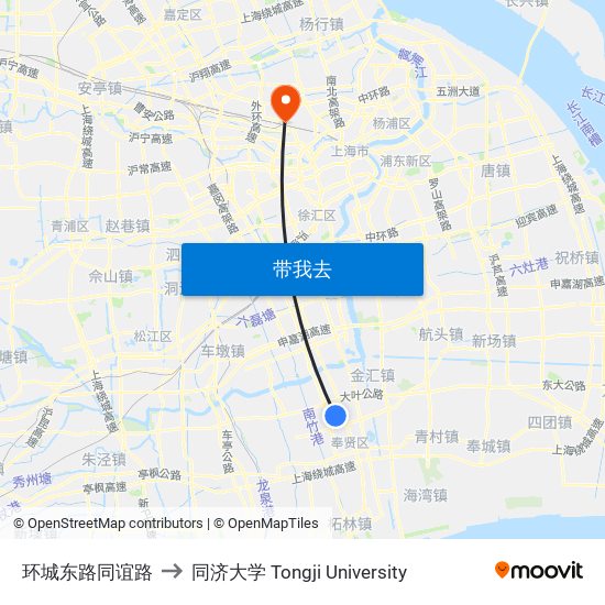 环城东路同谊路 to 同济大学 Tongji University map