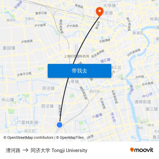 漕河路 to 同济大学 Tongji University map